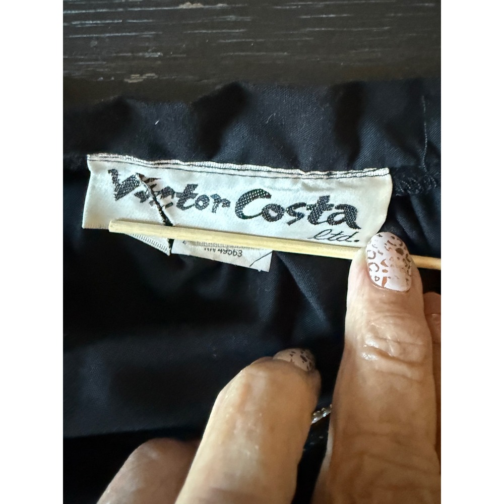 Victor Costa Vintage Tiered Maxi Skirt Black Rick Rack Boho Folk Belted Size 12 - Picture 5 of 8